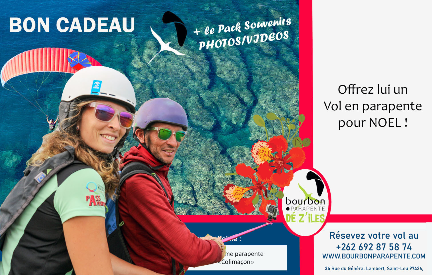 Bon cadeau Bourbon Parapente (Stage initiation)